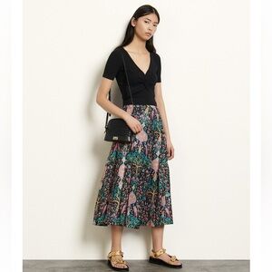 Sandro Ivane Enchanted Forest midi skirt